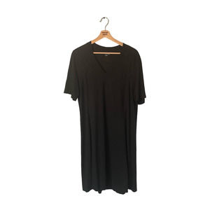 Eileen Fisher Black V-Neck Hemp T-Shirt Dress in Size Large